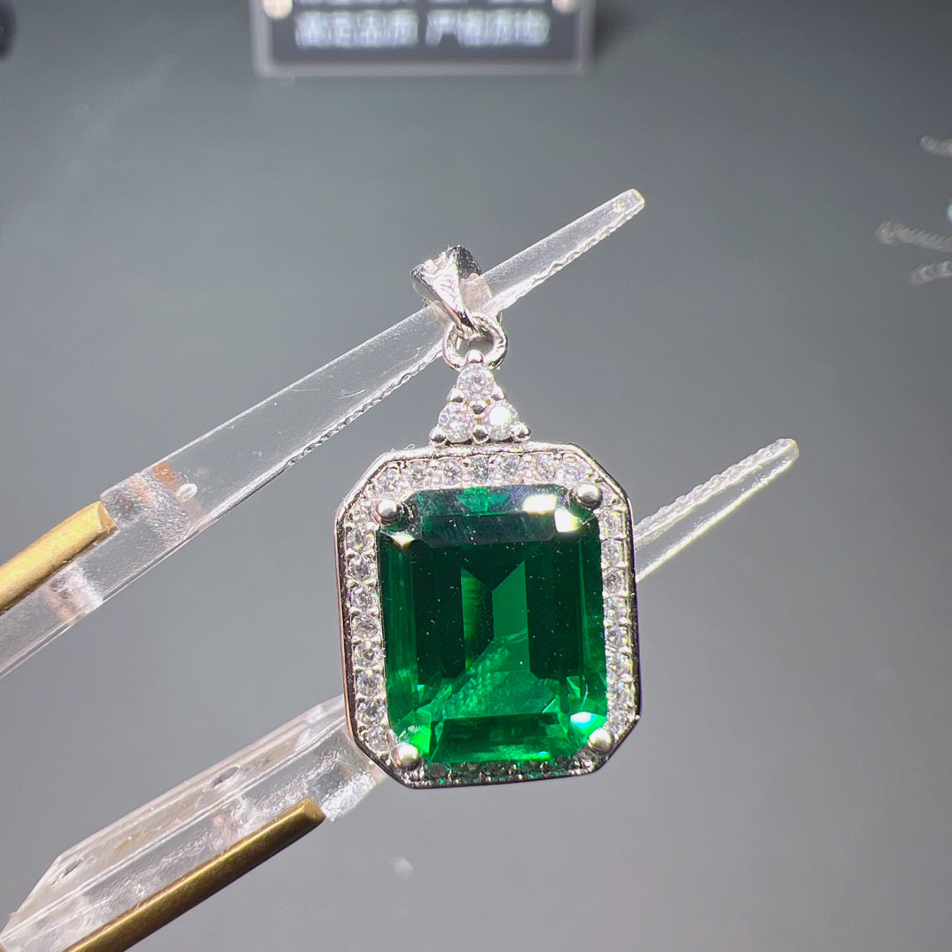 哥伦比亚祖母绿 沃顿绿色长方切开口戒S925银典藏