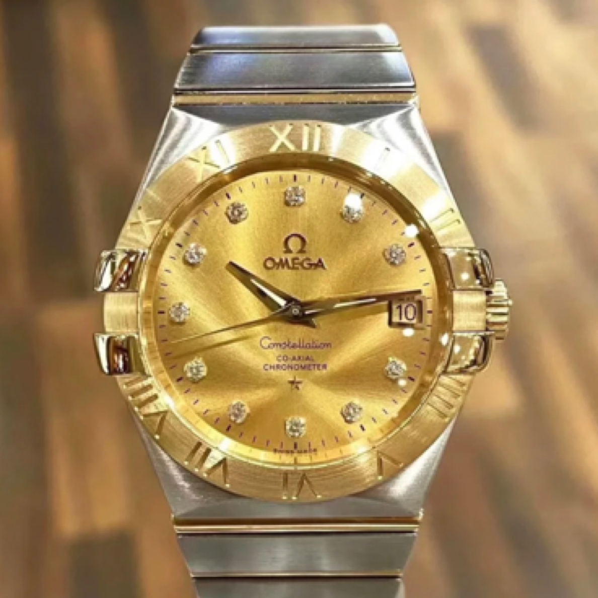 99新 Omega/欧米茄 欧米茄星座99成新系列间金镶钻腕表35毫米