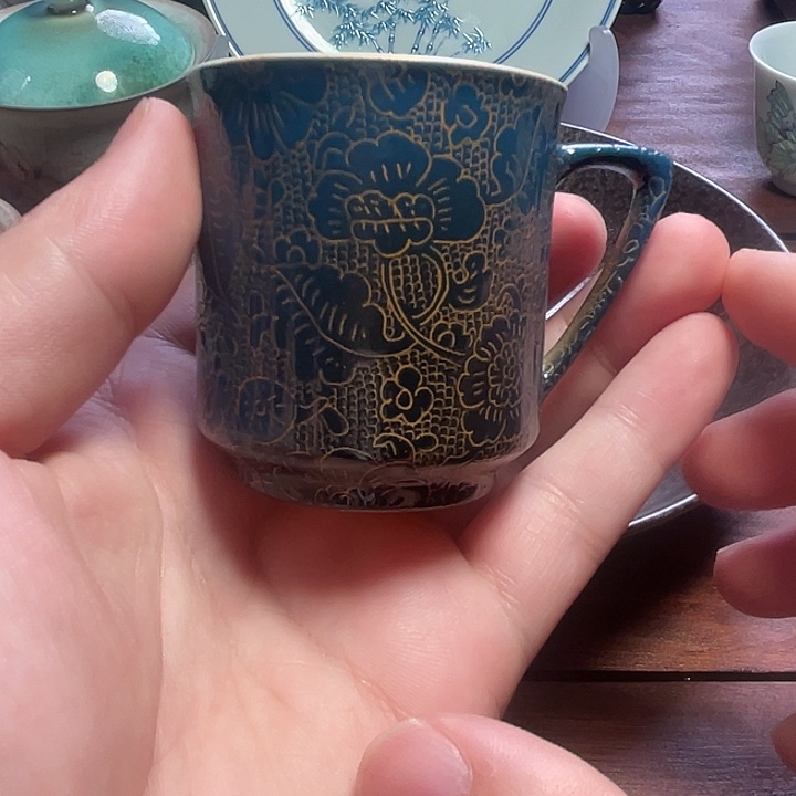 老瓷胎新扒花咖啡品杯