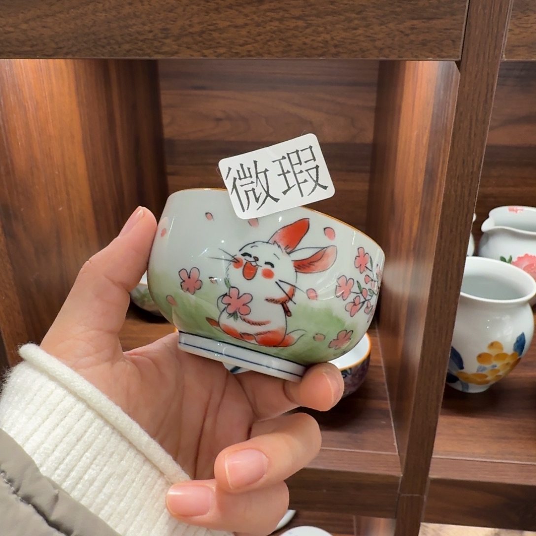 釉下手绘茶具微瑕