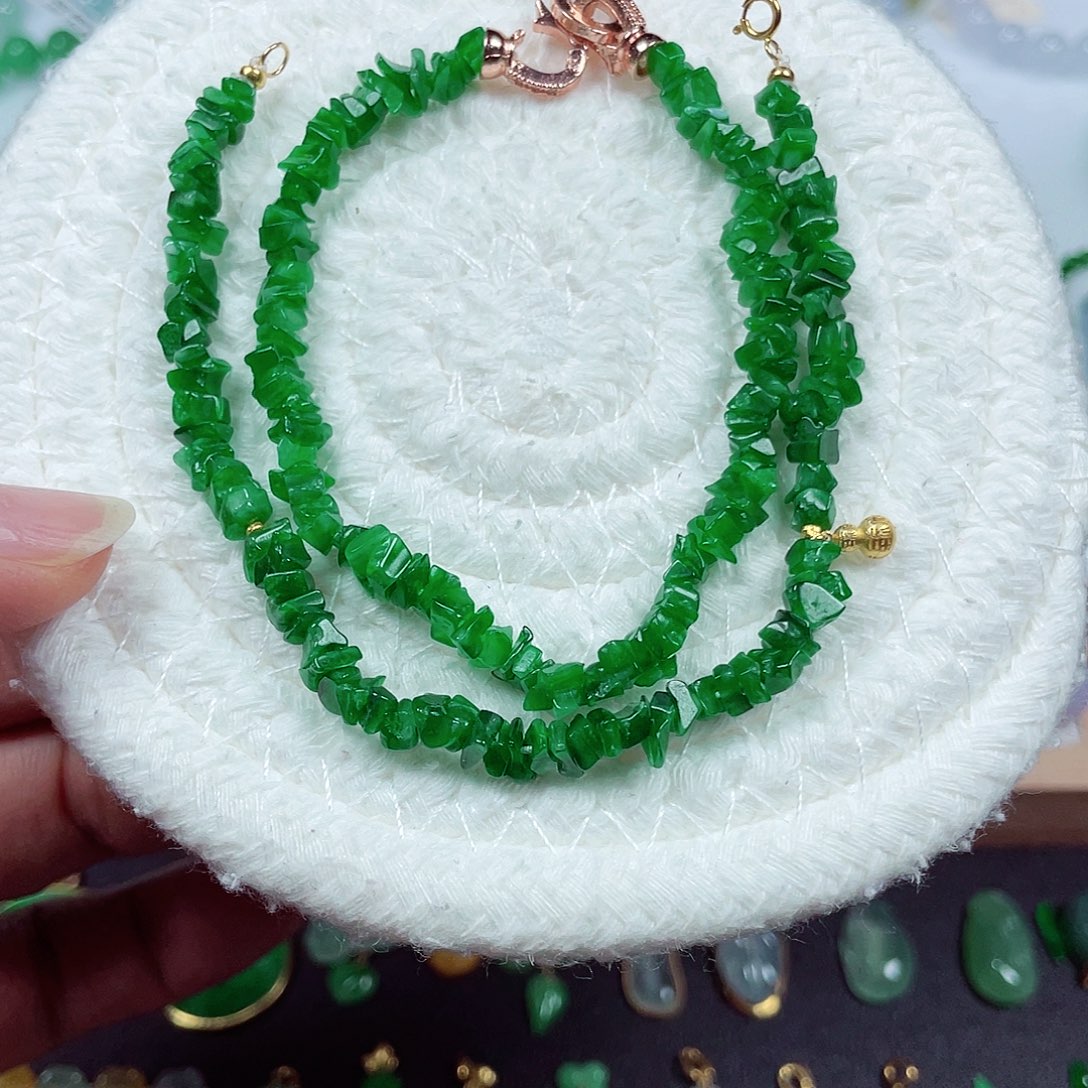 境***转翡翠未镶嵌手链天然缅甸翡翠A货卡5.5