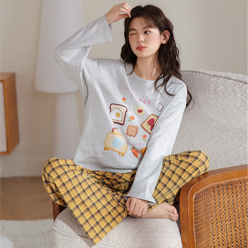 秋冬季2025新款睡衣精梳新疆棉休闲少女长袖春秋可外穿家居服套装