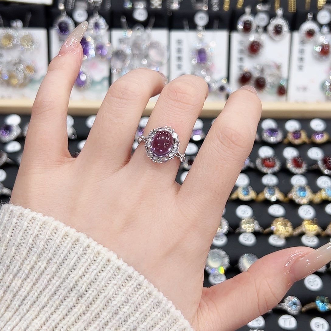 紫晶戒指银S925镶嵌戒指