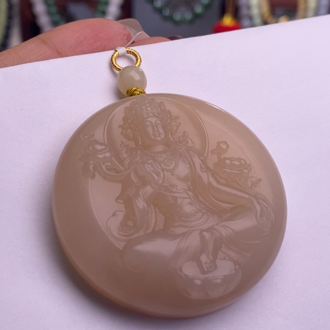 和田玉清货价毕业级老矿料浓红粉渡母吊坠未镶嵌