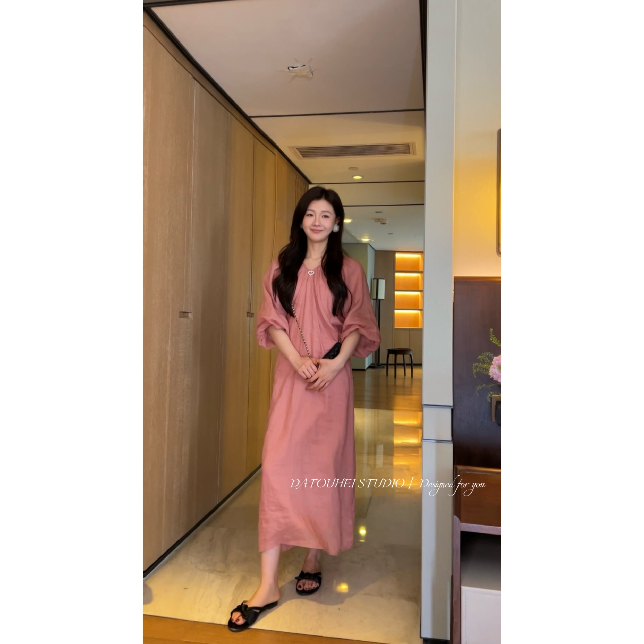 大头黑STUDIO【杏雨梨花】2025女夏气质优雅连衣裙套装D225Q07515