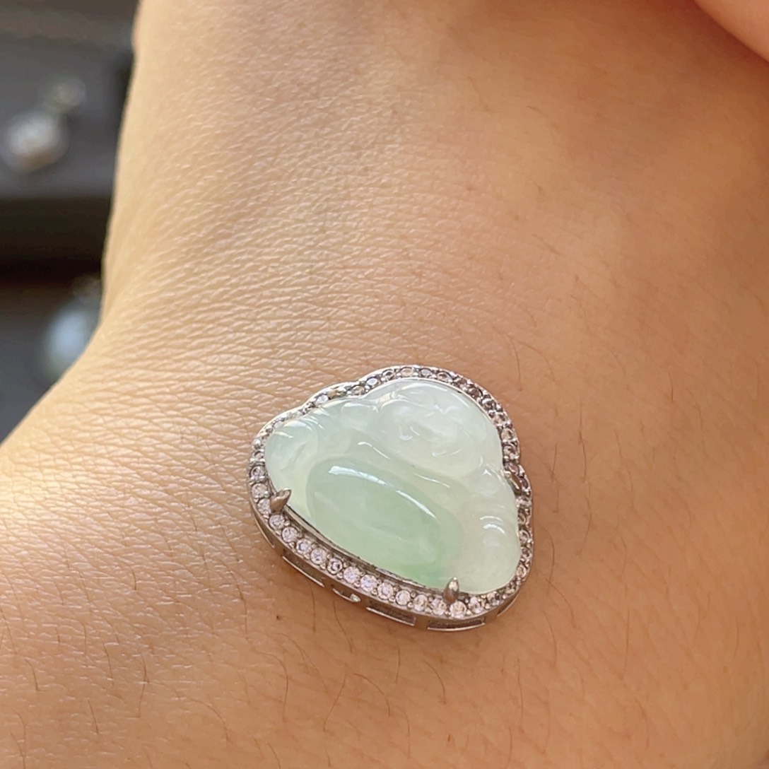 翡翠颈饰银S925镶嵌多用