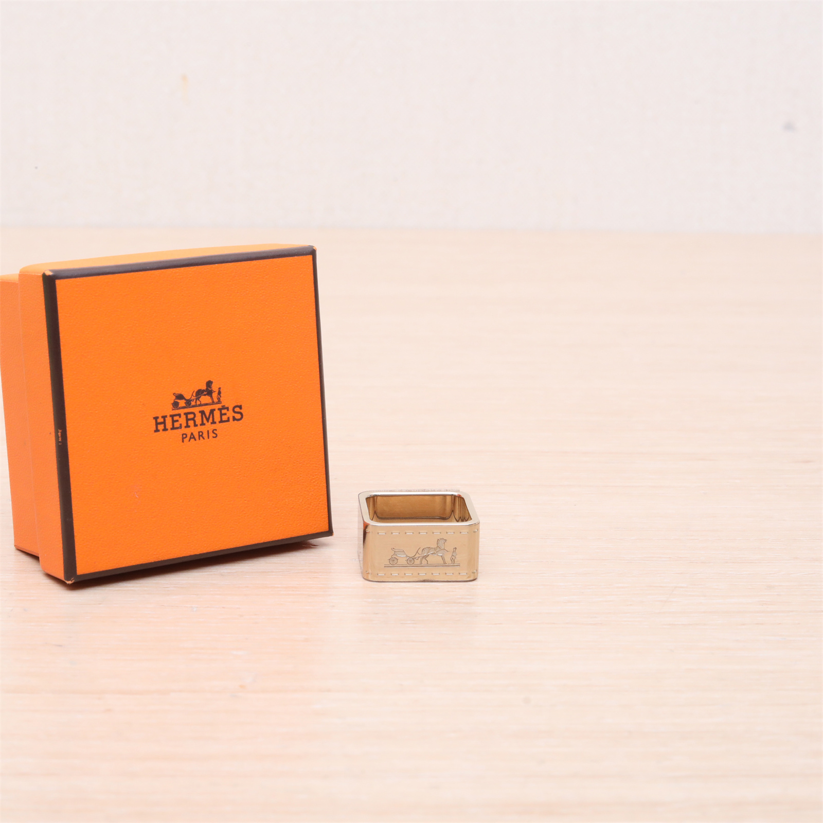 99新 Hermes/爱马仕 小花6枫 金色 合金 丝巾扣