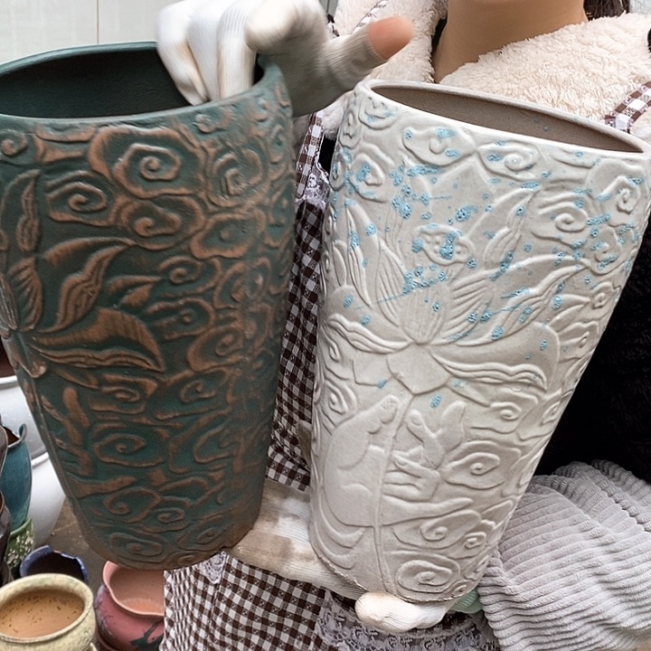 紫砂花盆瑕疵口15高28