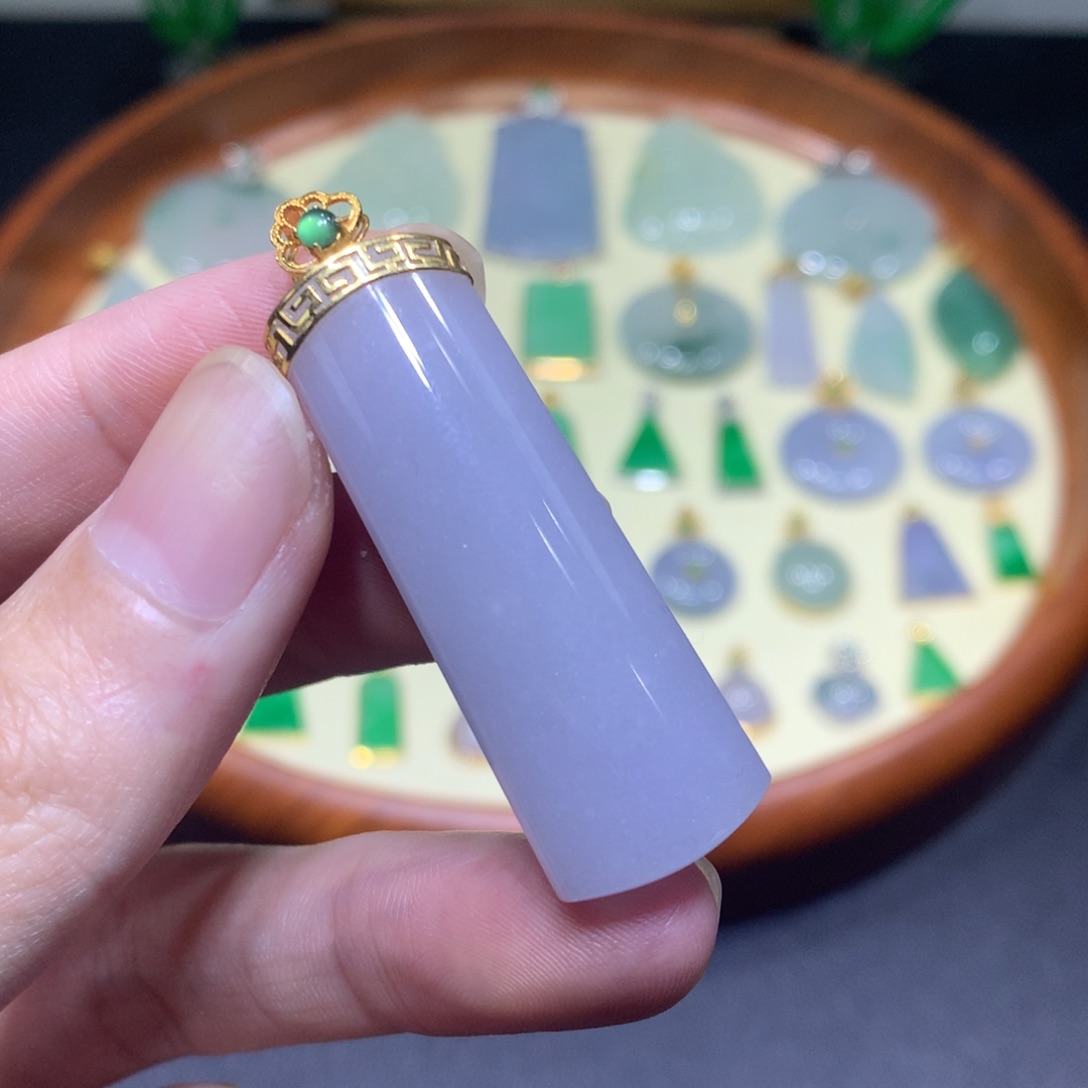 翡翠18K金镶嵌吊坠(不含链)