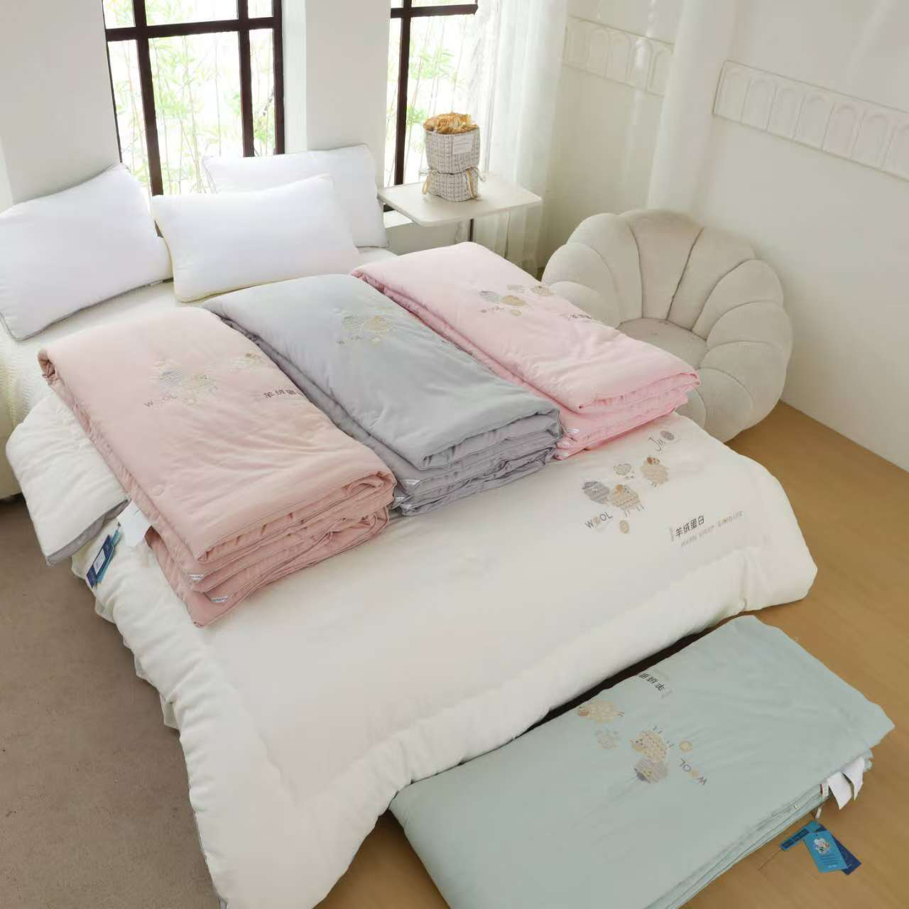 蛋白绣花春秋被 200x230cm