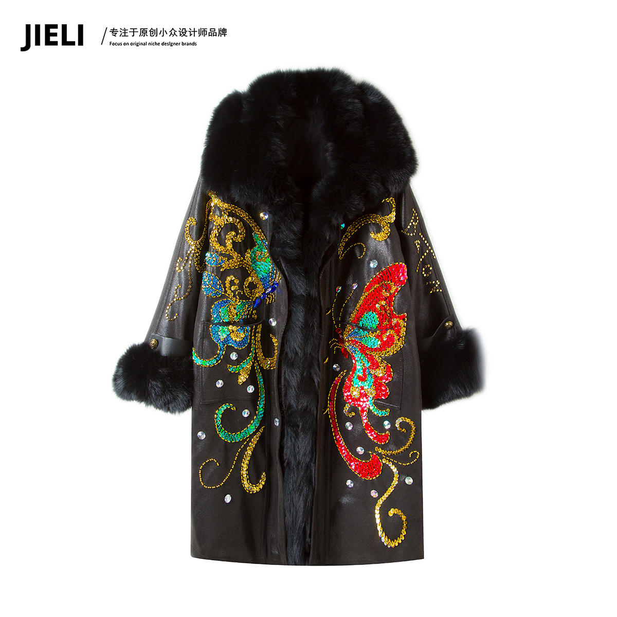 JIE LI/街力原创小众设计师定制款黑色羽绒服外套女Q9993