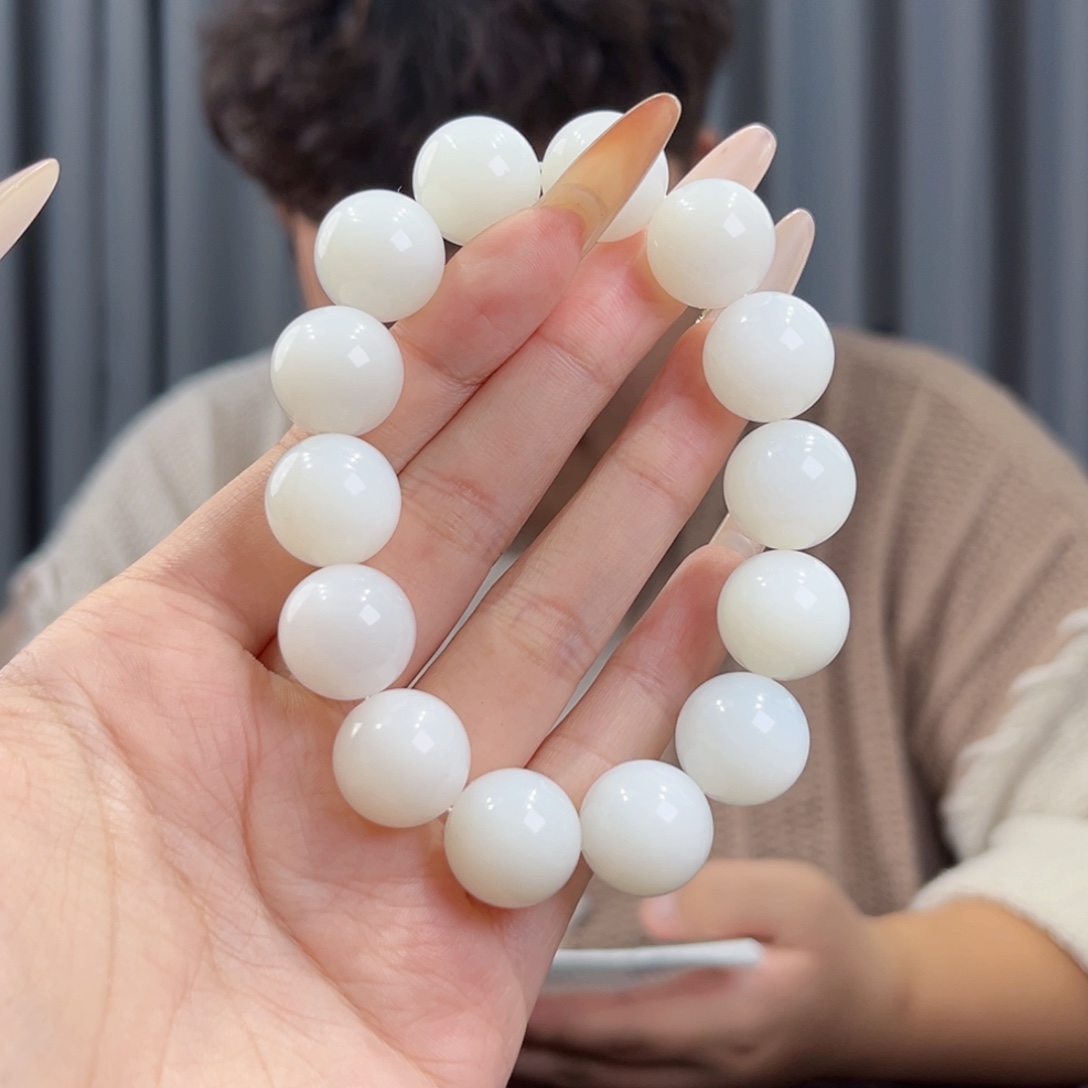 风***速和田玉未镶嵌手串天然和田玉新疆且末天泰羊脂白玉16