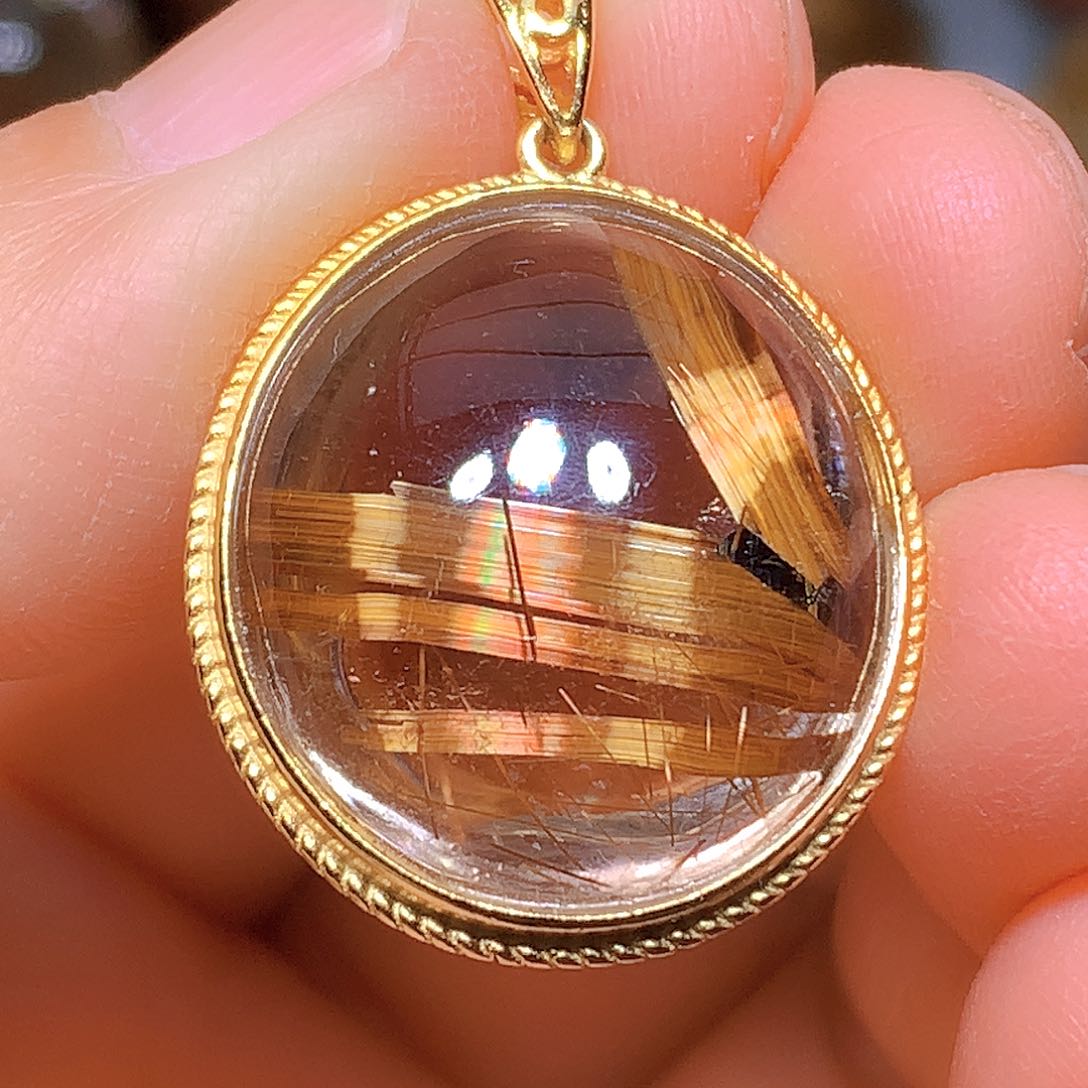 水晶吊坠银S925镶嵌天然水晶