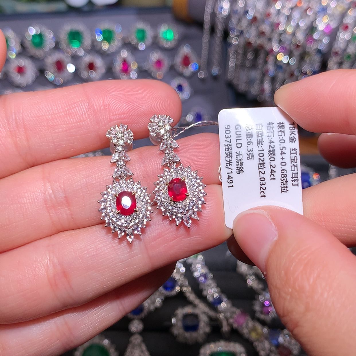 【闪购商品】红宝石耳钉18K金镶嵌