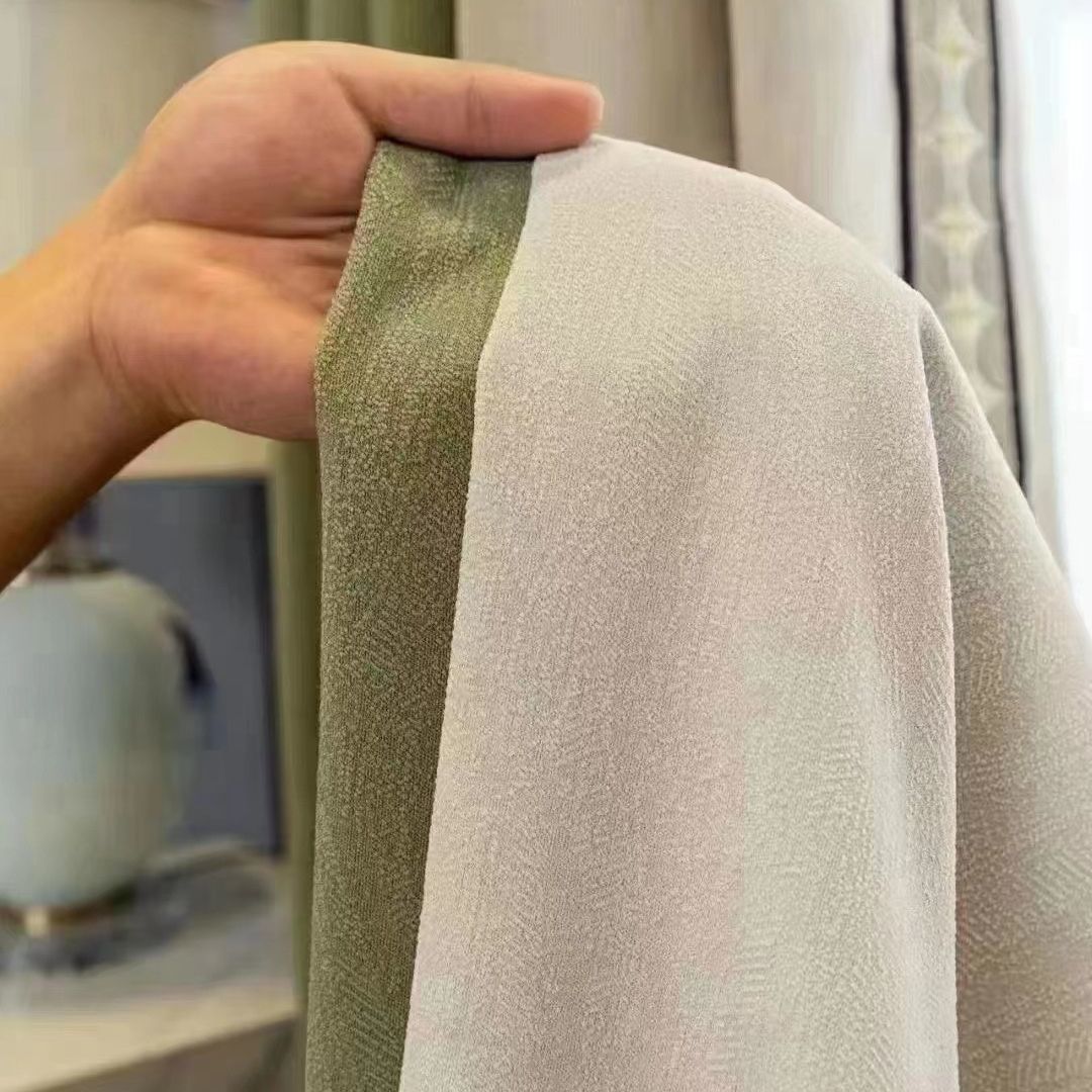 抹茶绿棉麻卧室ins风隔热水芙棉新款客厅日式轻奢全遮光窗帘定型