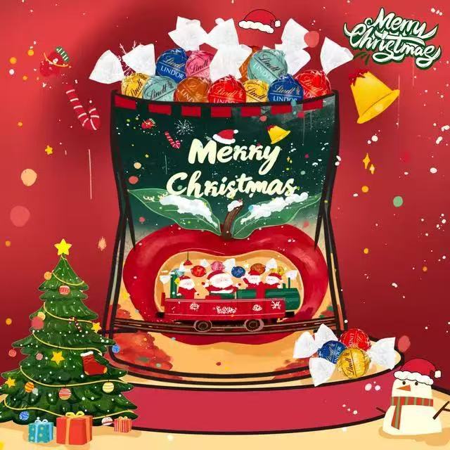 【圣诞节限定】Lindt瑞士进口瑞士莲软心35粒混合口味礼袋七种口味