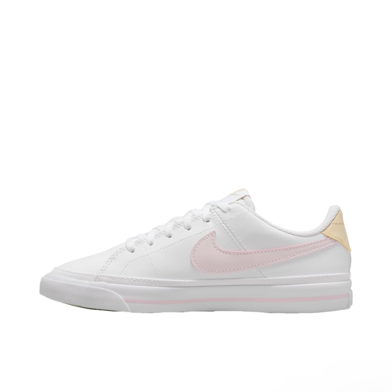 耐克Nike Court Legacy 皮革 简约百搭 耐磨 低帮 儿童板鞋 白粉