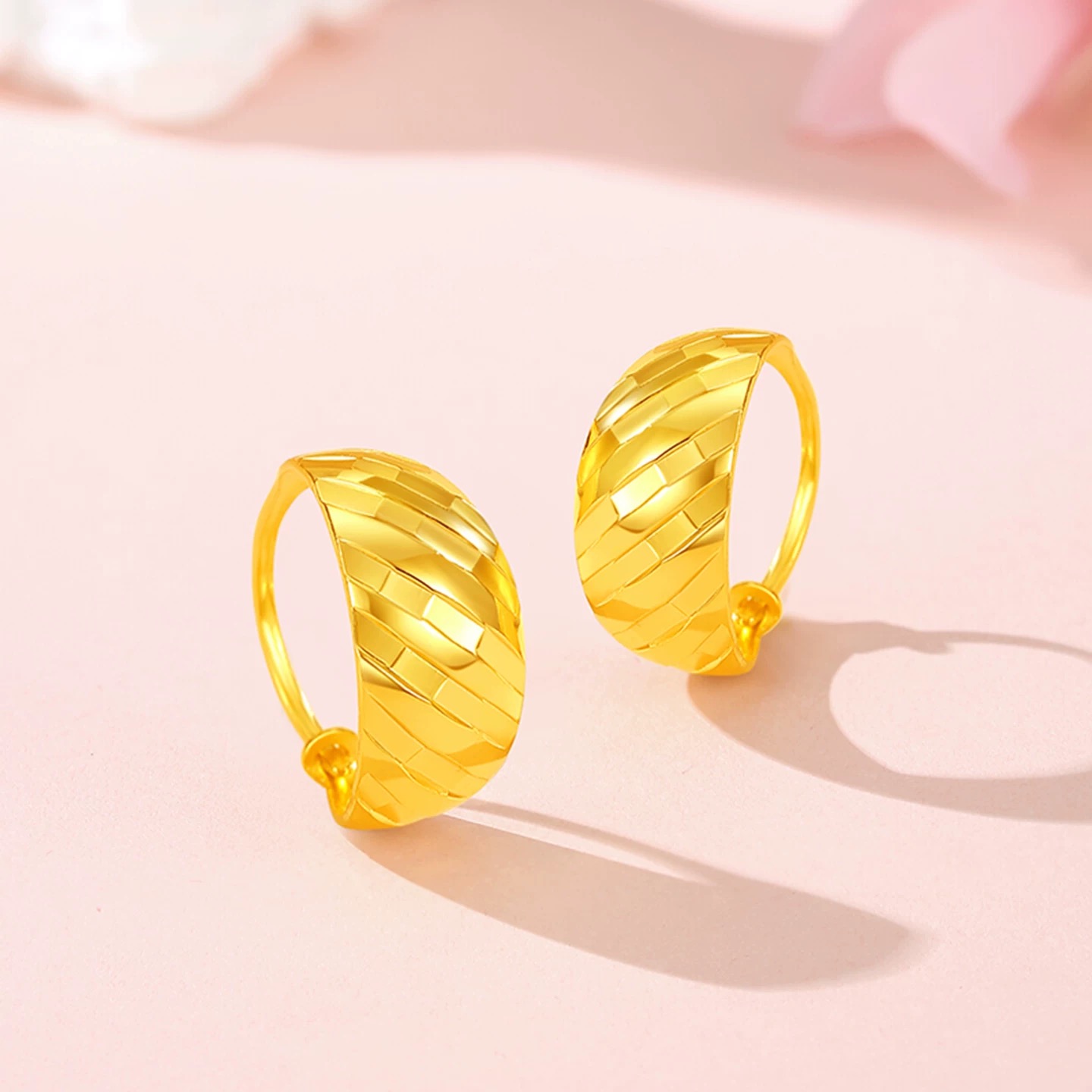 足银耳饰 【欣欣专享】足银车花砖块耳包 YE1100