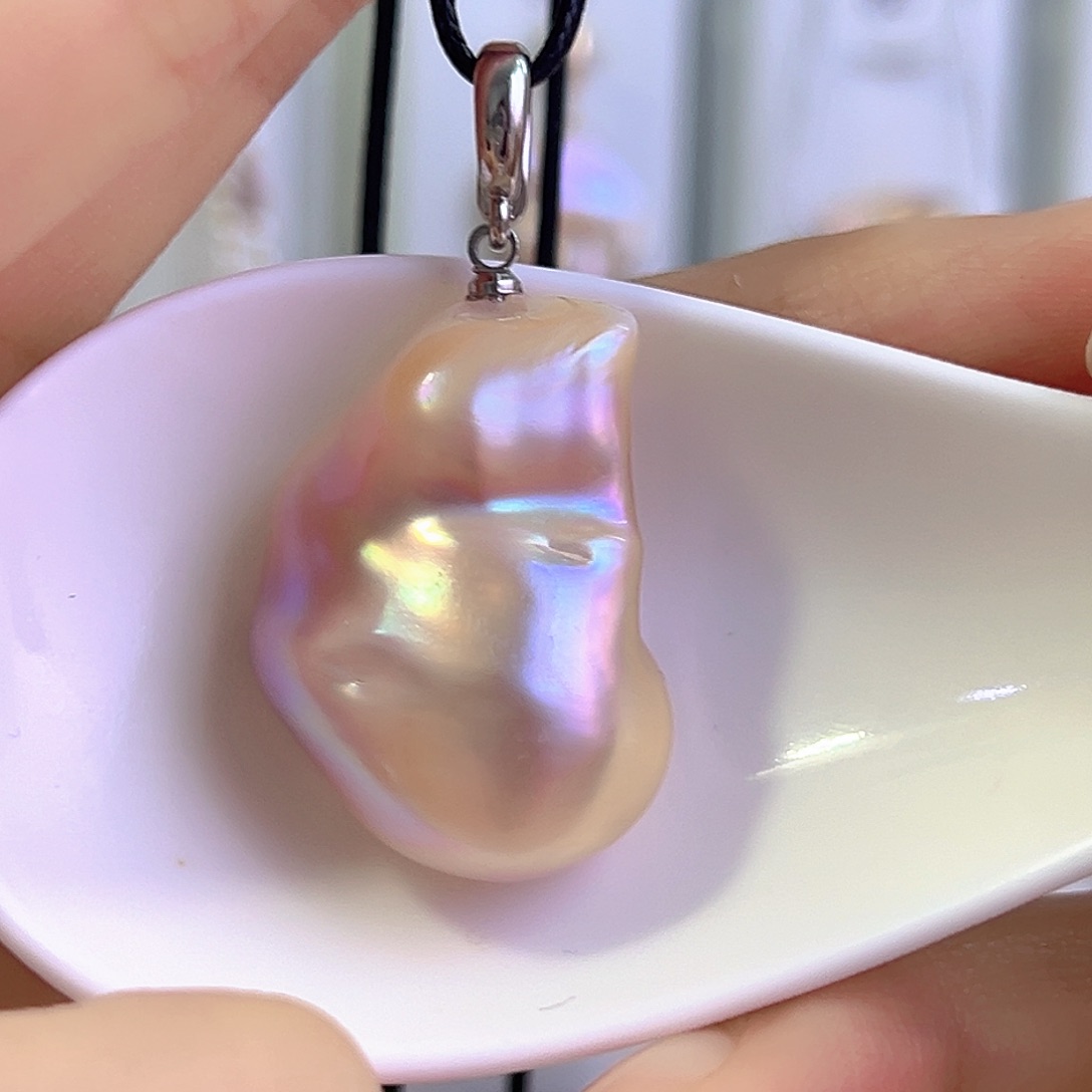 淡水珍珠银S925镶嵌吊坠(赠链)