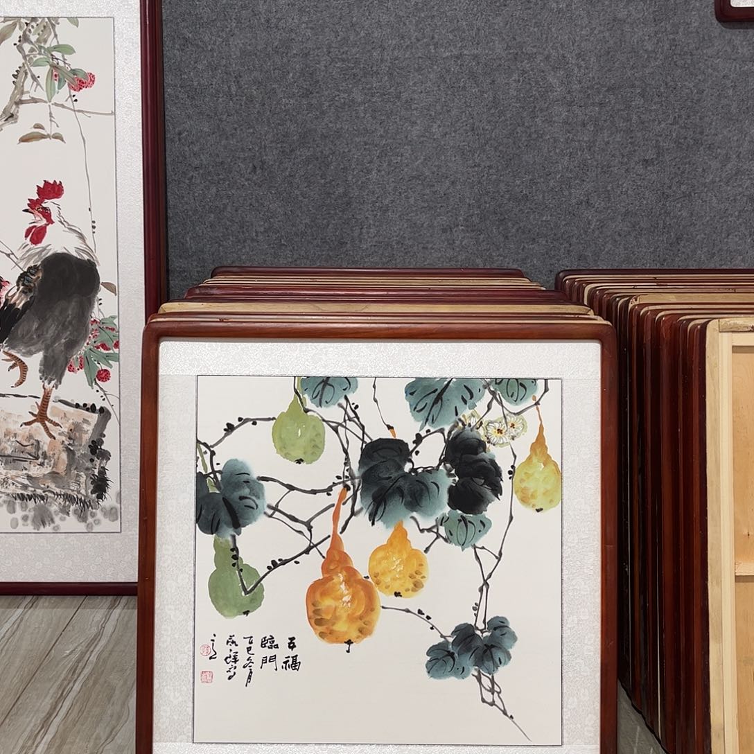 国画书画作品带框63×63