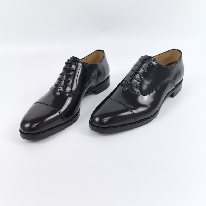 小牛皮固特异全皮底防滑贴圆头三接头正装黑色商务皮鞋（G9050621