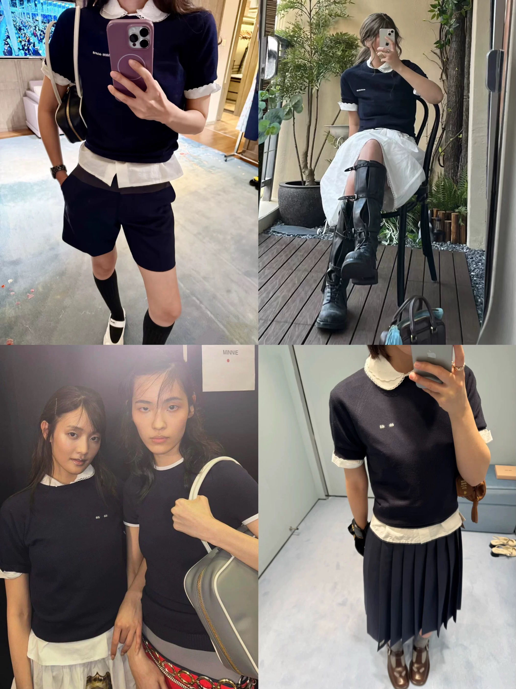 MM秀场款蓝色短袖针织衫