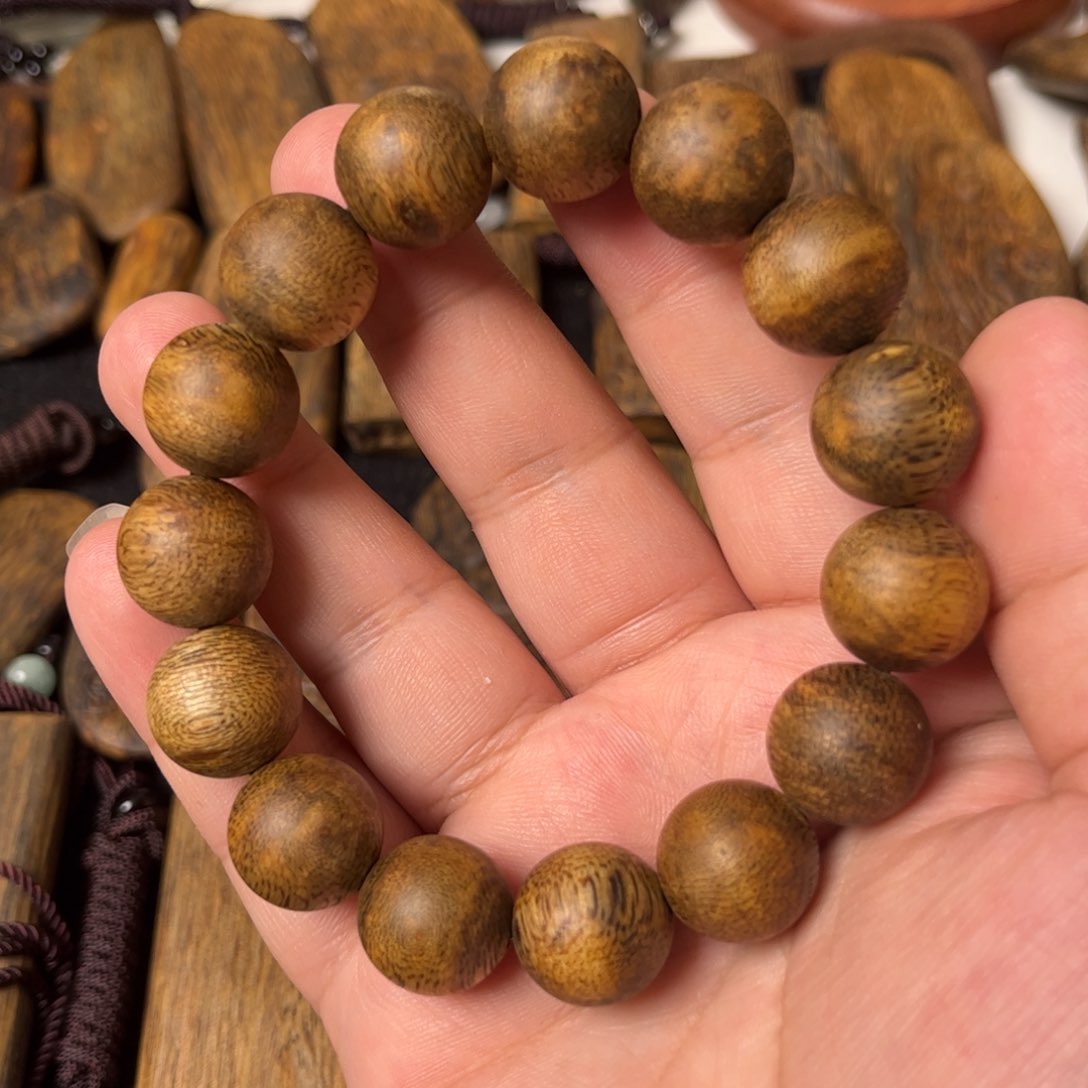 沉香手串老*奇楠沉香卡1.5圆珠单圈手串一条