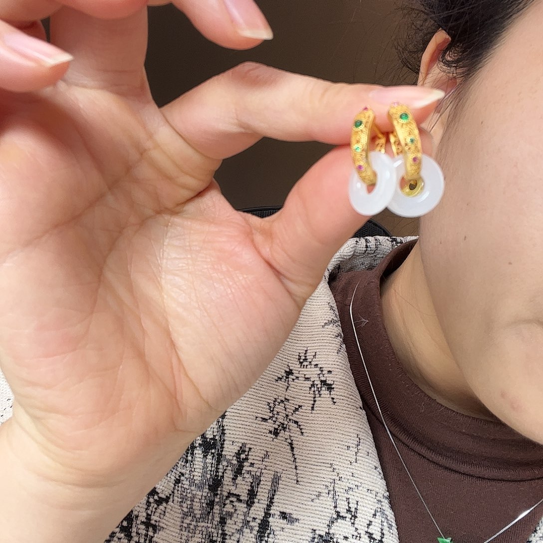 翡翠未镶嵌耳饰天然翡翠