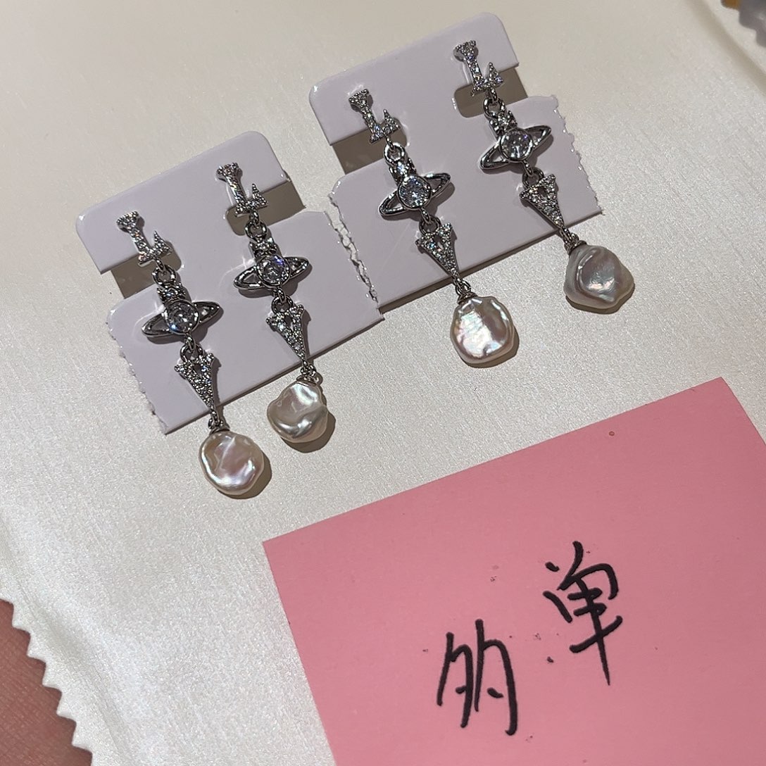 合金淡水珍珠耳饰