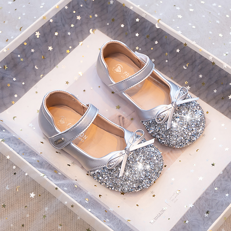 女童鞋公主鞋2025春秋新款儿童鞋水晶鞋小皮鞋女孩软底小皮鞋单鞋