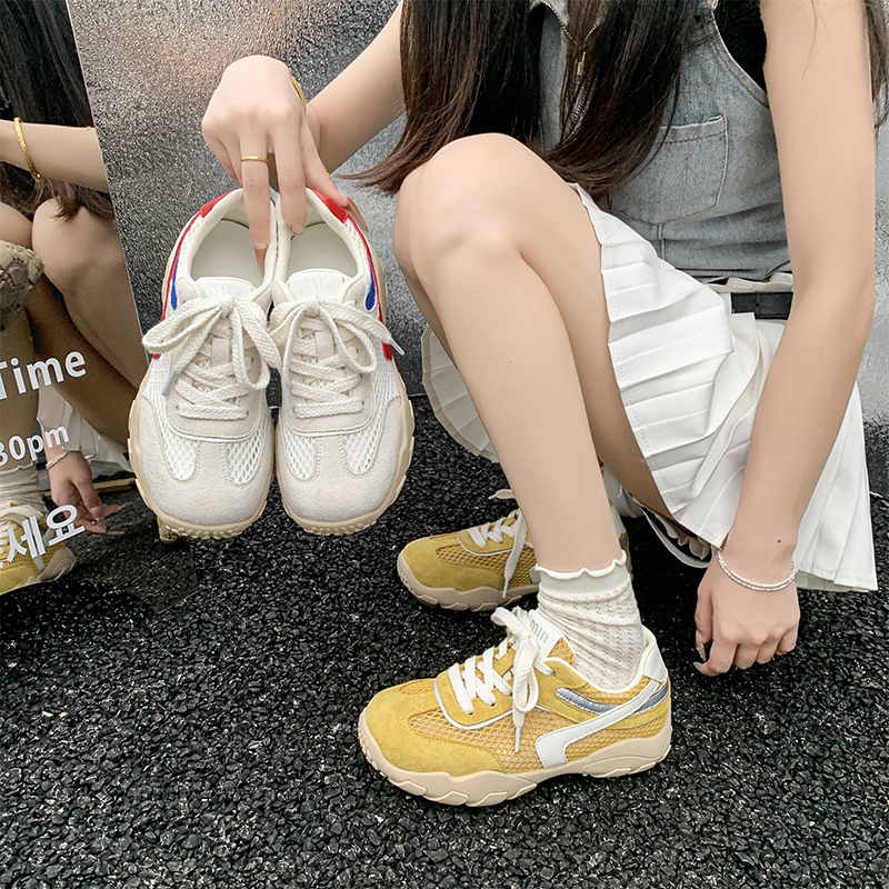 向轩 夏季中跟透气系带胶粘时尚休闲鞋