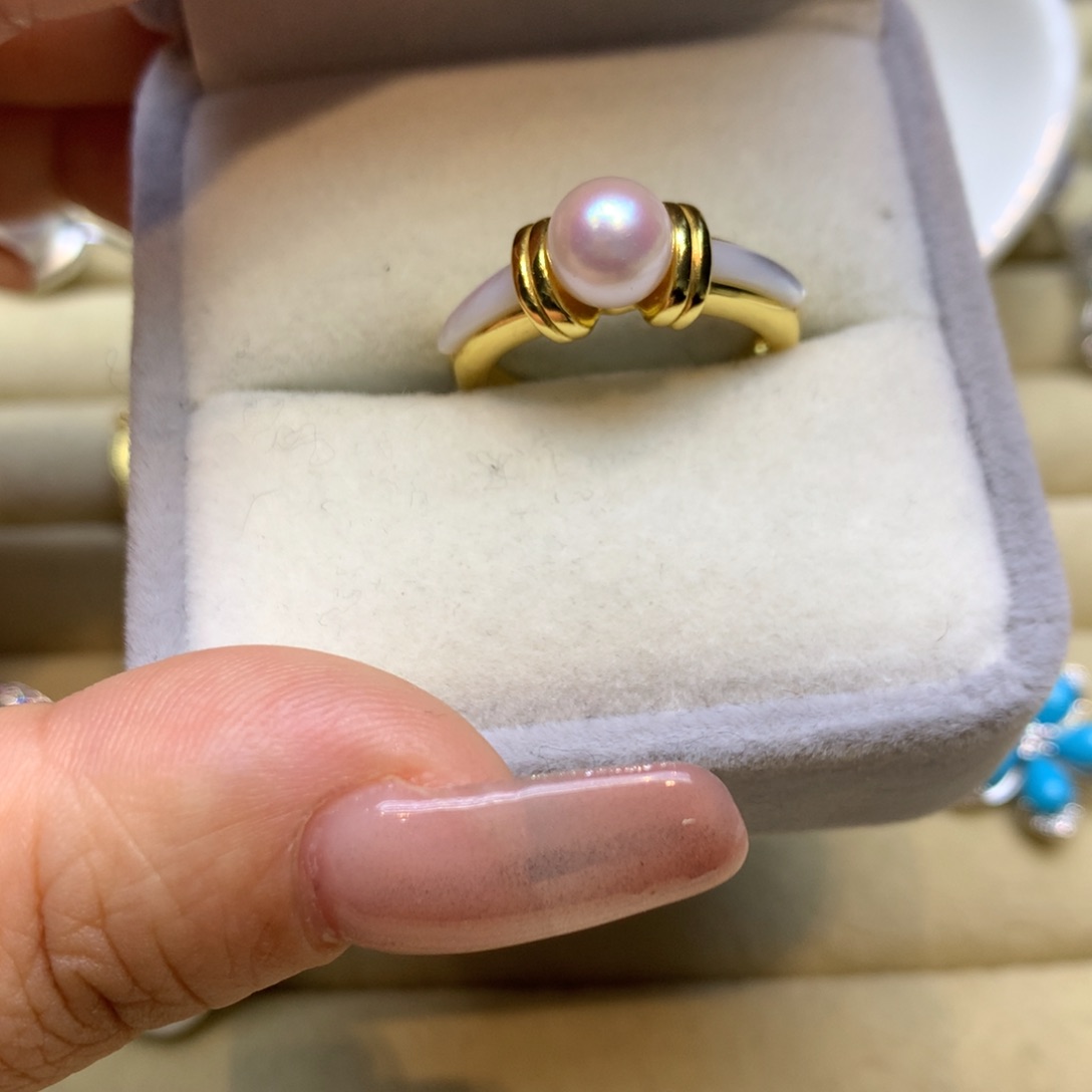 银S925镶嵌戒指海水珍珠