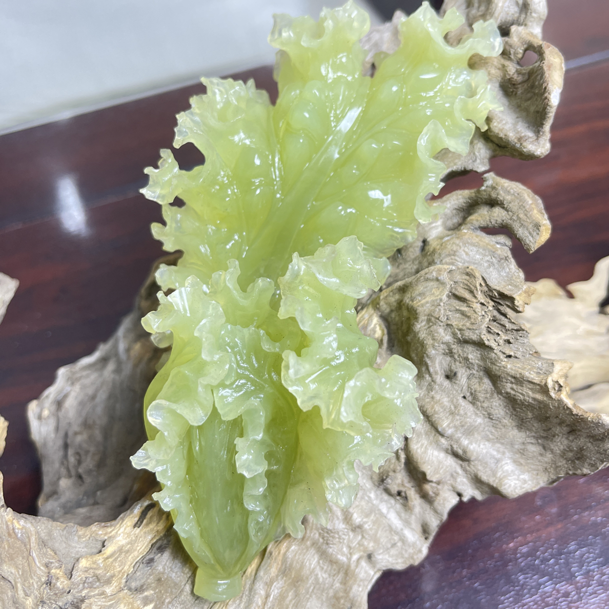 岫玉生菜小摆件 