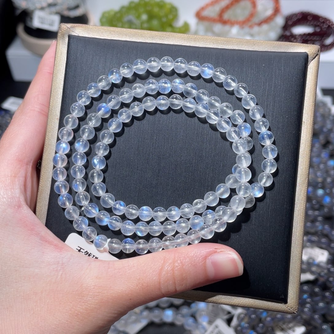 长石手链未镶嵌性价比多圈蓝月光5mm