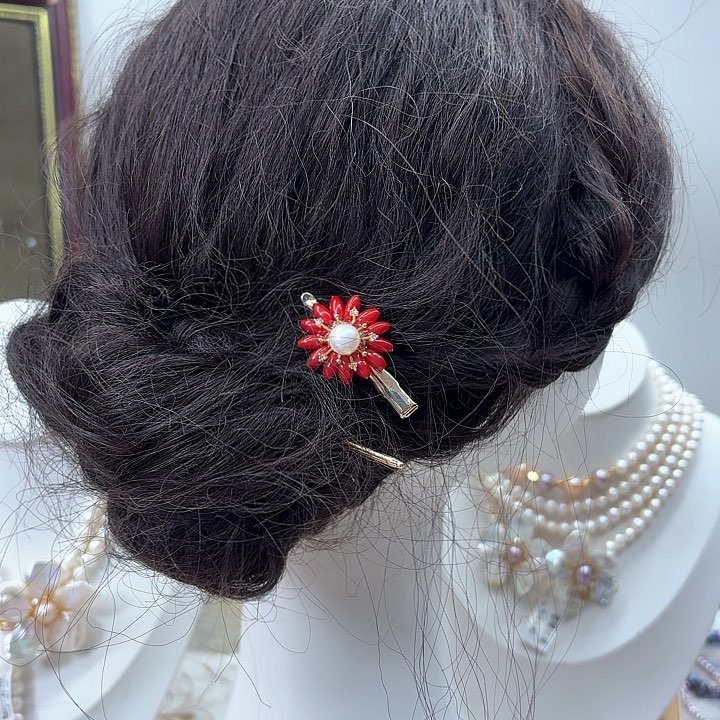 淡水珍珠发饰银S925镶嵌