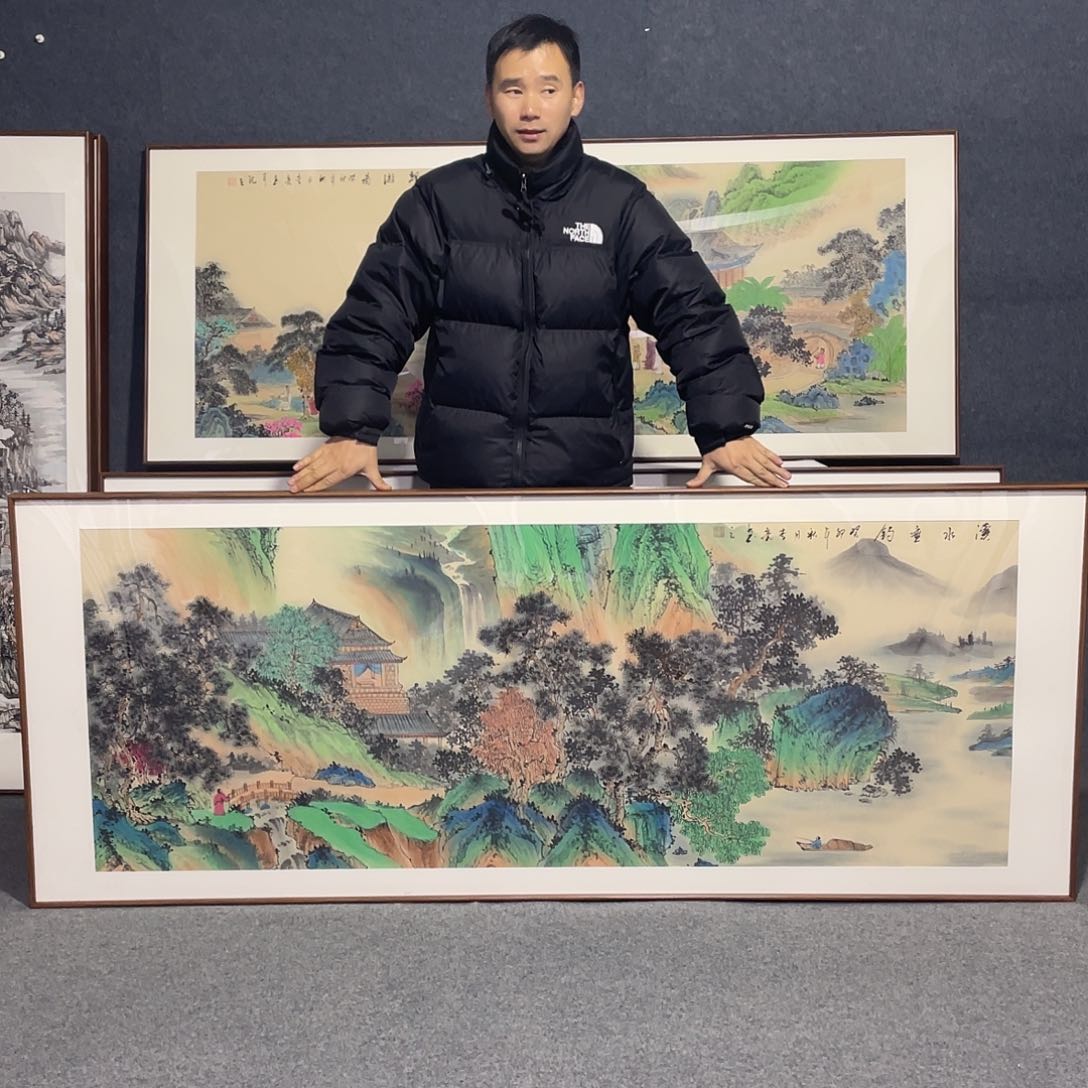 国画手绘画作品带框发货