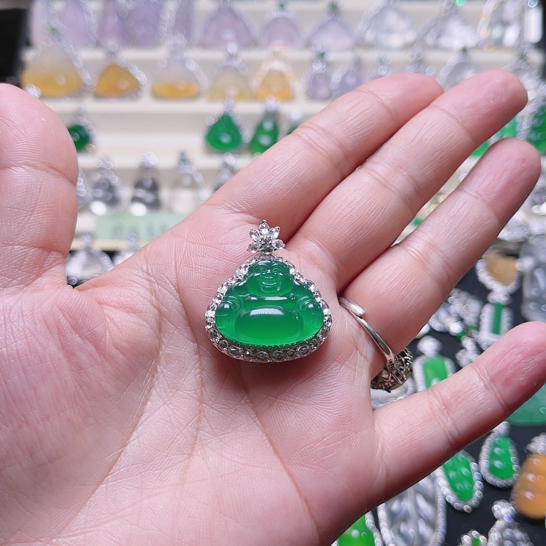 玛瑙/玉髓颈饰银S925镶嵌喜***山