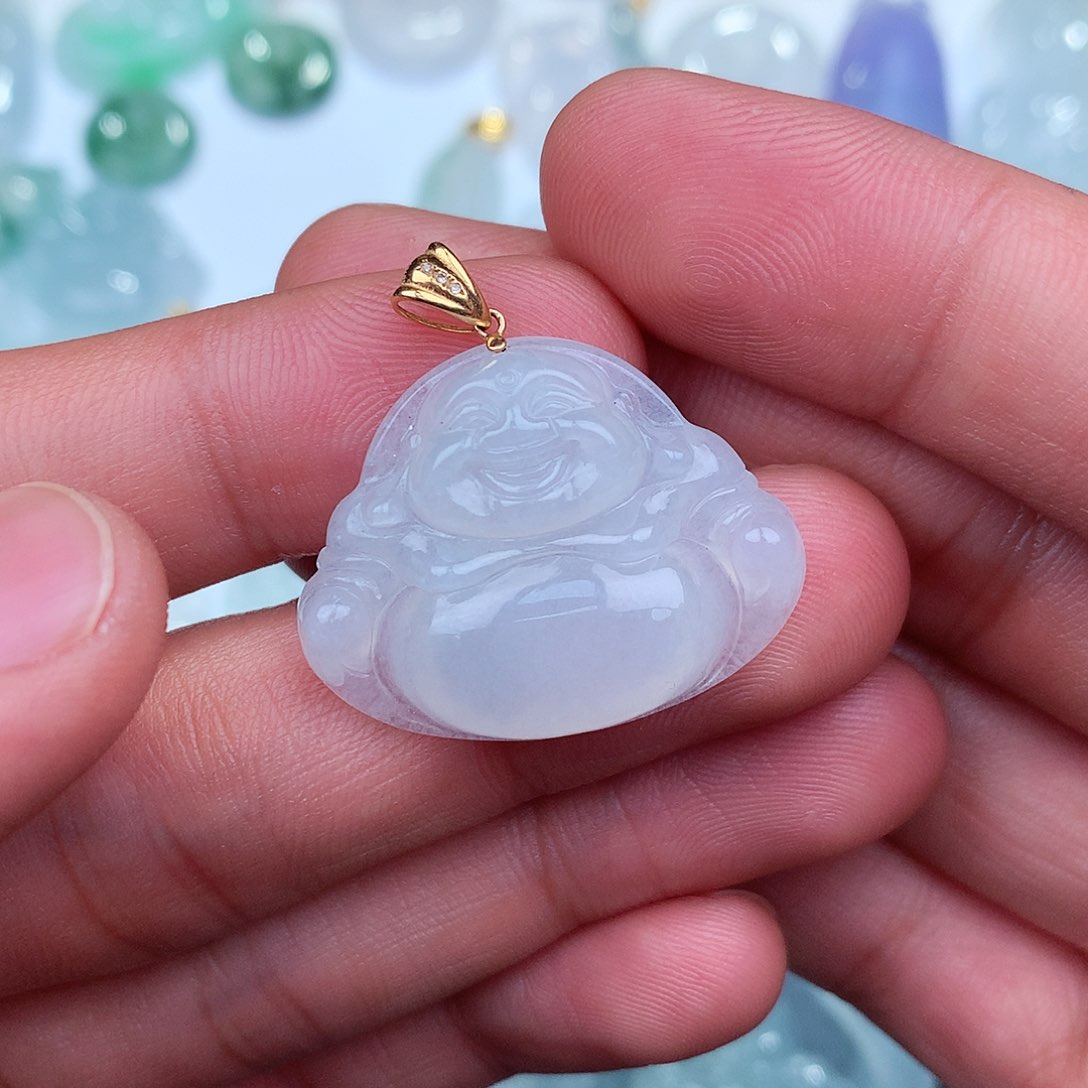 翡翠吊坠(不含链)18K金镶嵌