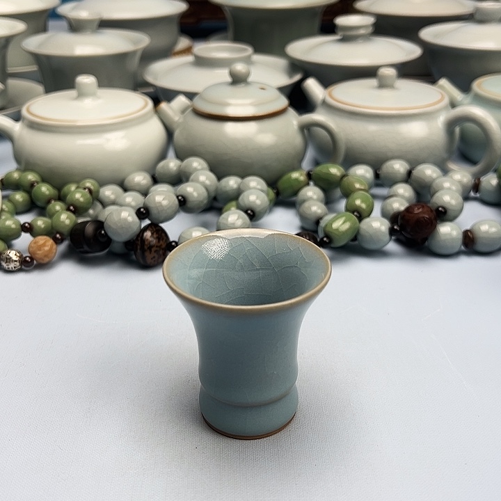 杯微微暇仿古天蓝微闻香杯原矿原釉下产地