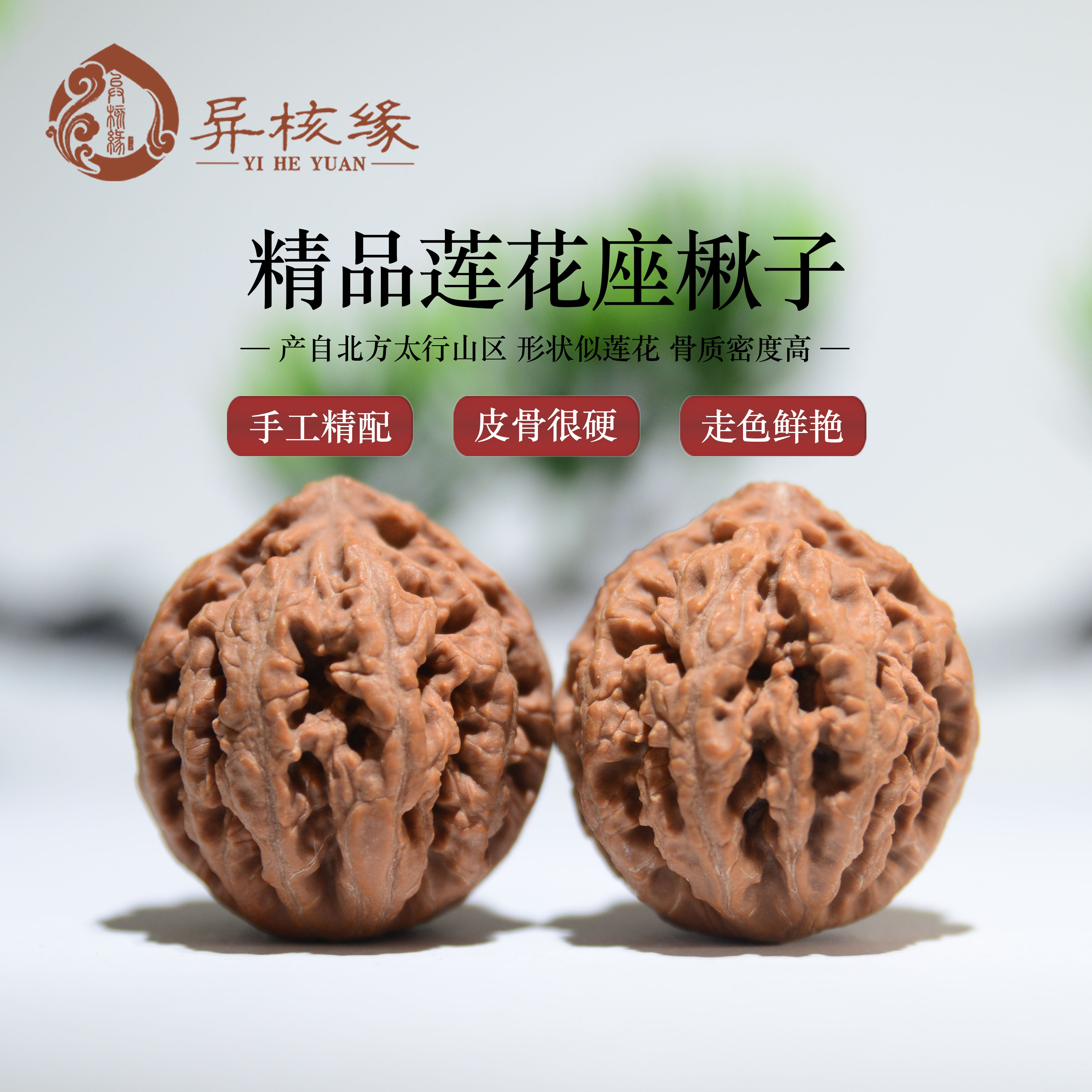 异核缘精配精品一物一拍文玩核桃楸子莲花座