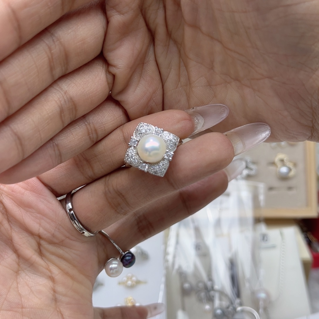 这***懒合金淡水珍珠戒指