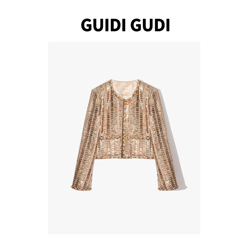 GUIDI GUDI【来财】气质小香风闪闪长袖外套 W9510145H