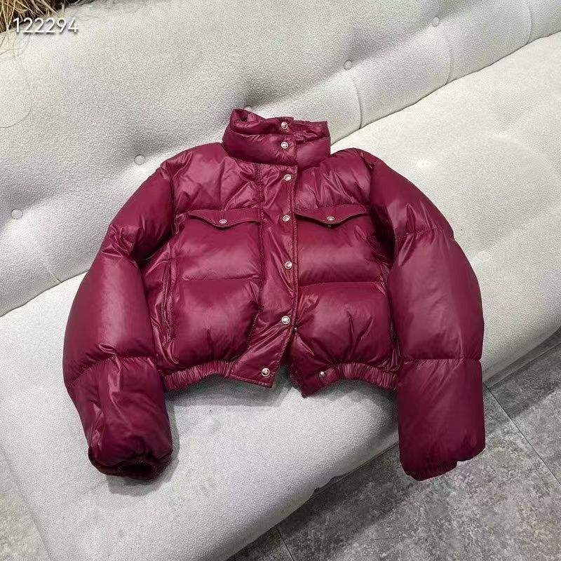 H008小金扣羽绒服女短款立领加厚显瘦90白鸭绒