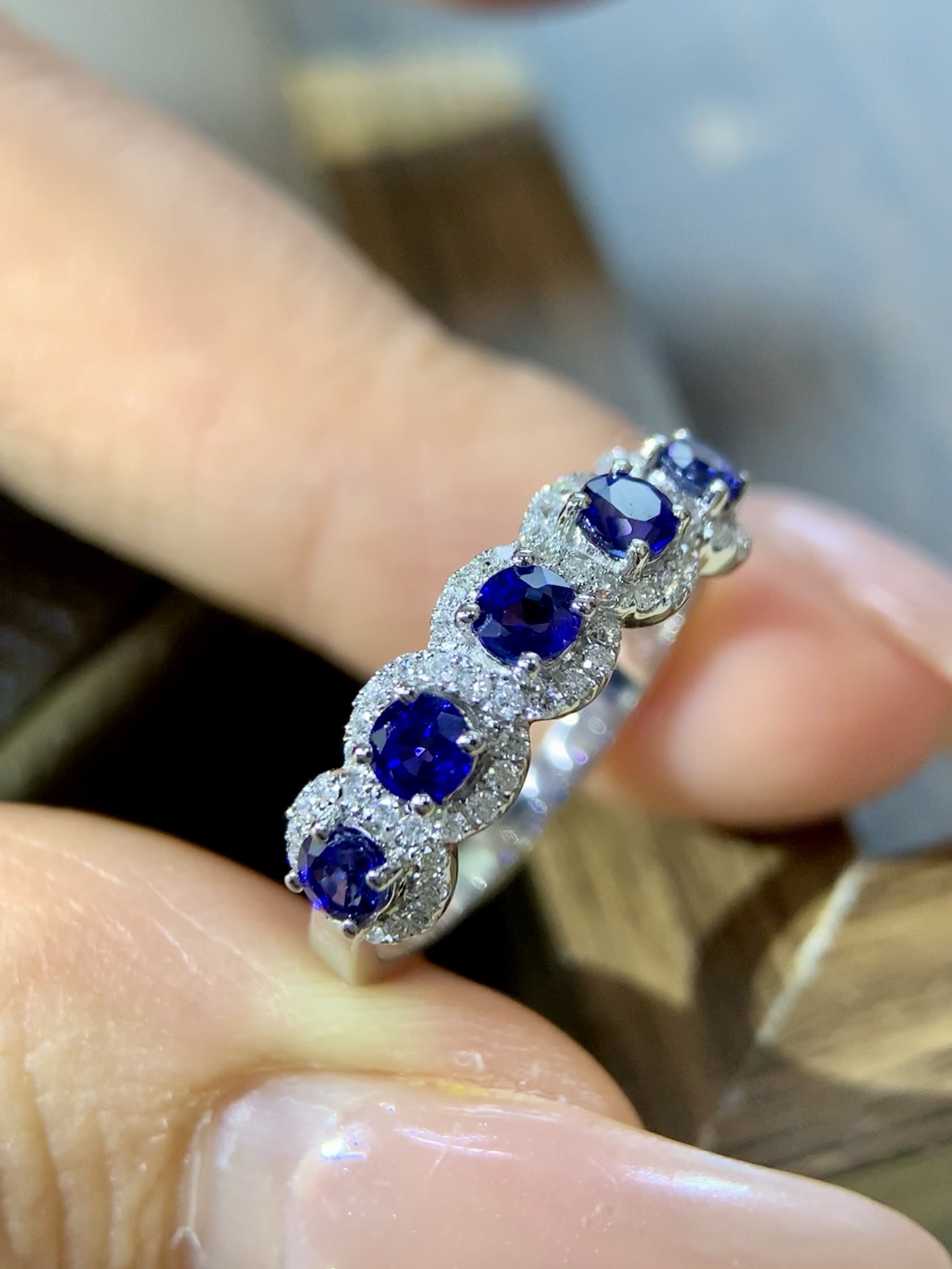 【YiYI】1.02ct蓝宝石戒指/18K金南非钻石/附证#YA