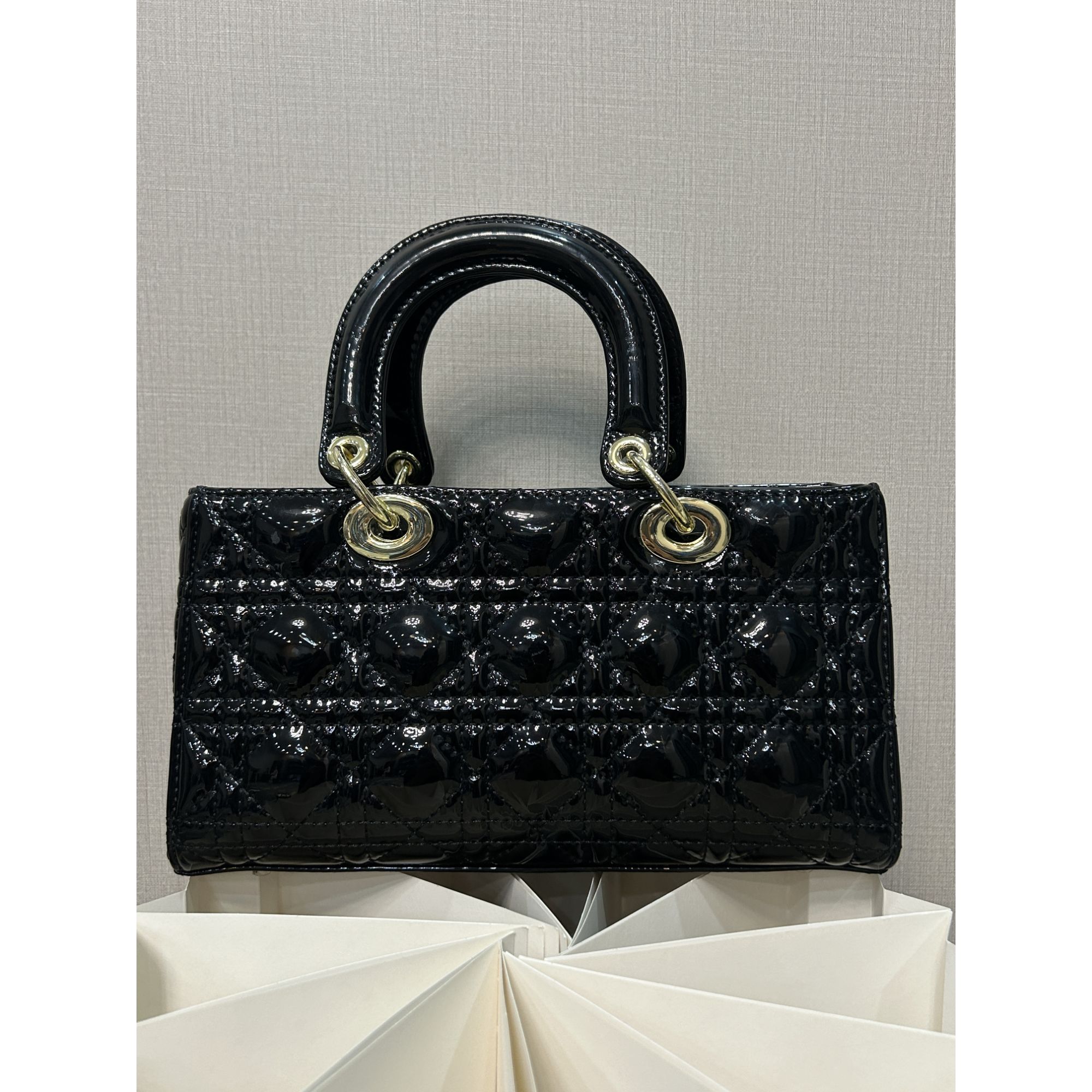 TOLEX2025新款手工时尚横三格真皮女包黑色