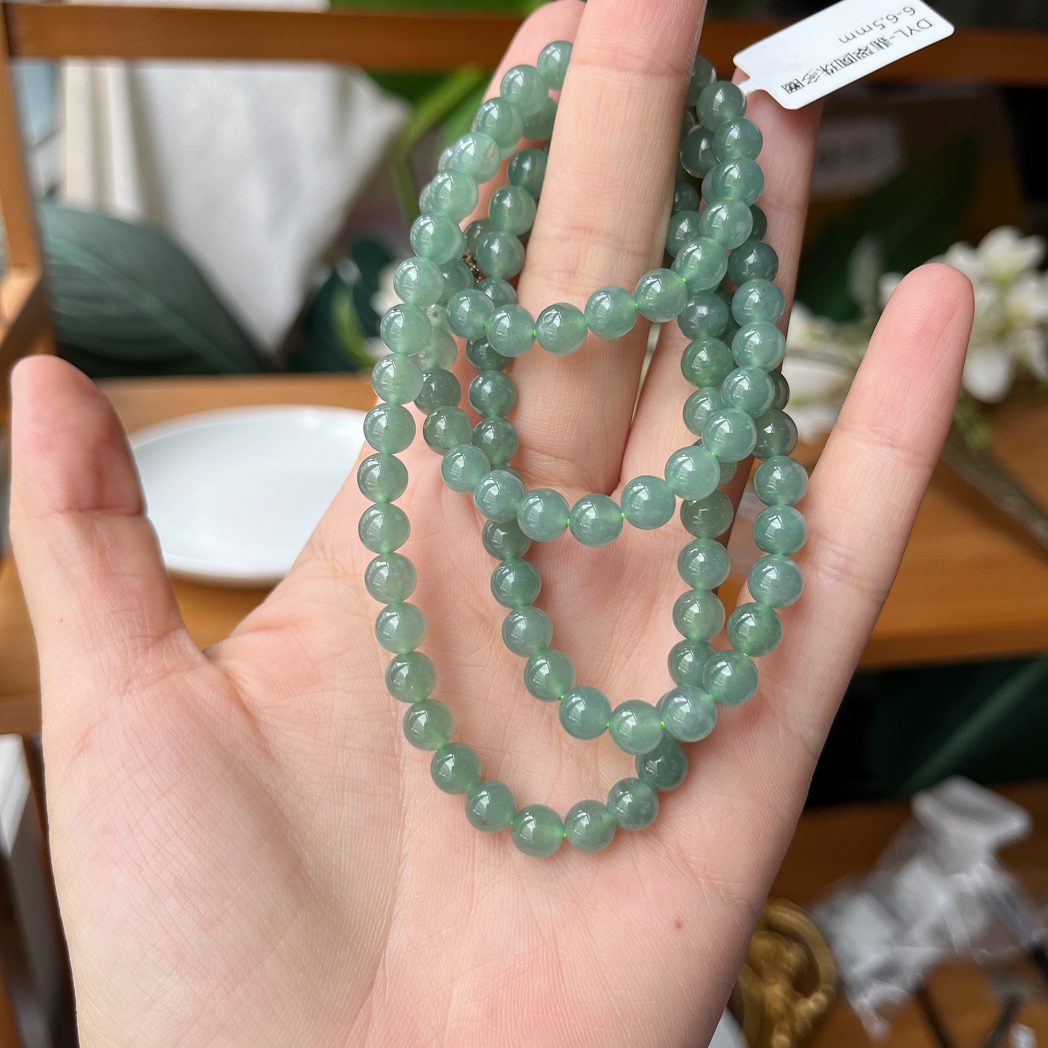 【珠宝厂长】约6-6.5mm翡翠圆珠多圈手串
