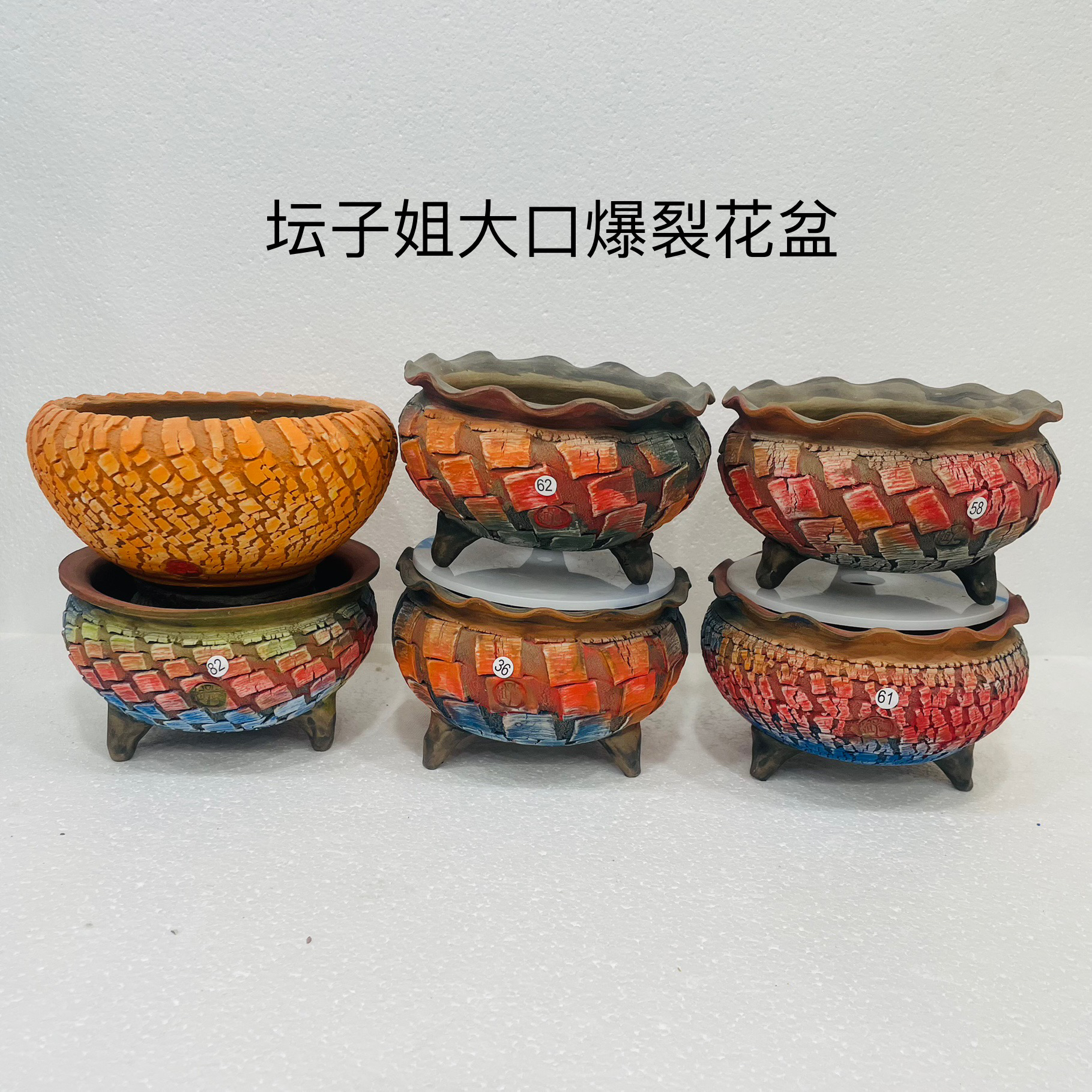 坛子姐彩色爆裂大花盆，内口13-15左右，纯手工花盆，透气好