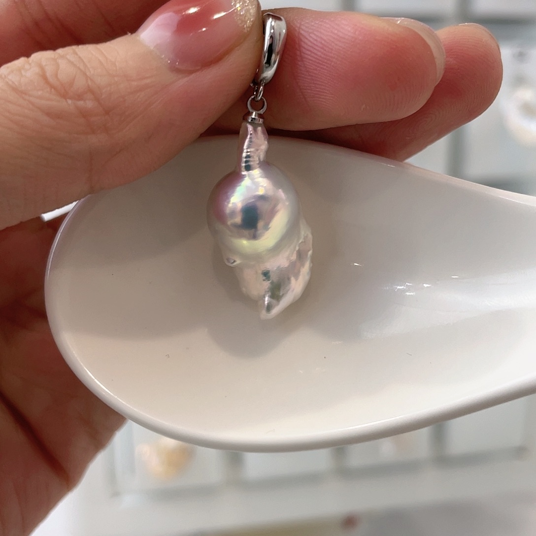 淡水珍珠天然珍珠巴洛克银S925镶嵌