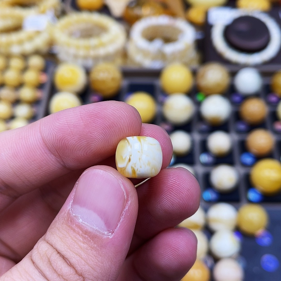 蜜蜡珠宝奇石未镶嵌11.5mm*10.0mm橘拉丝蜡款｜老型