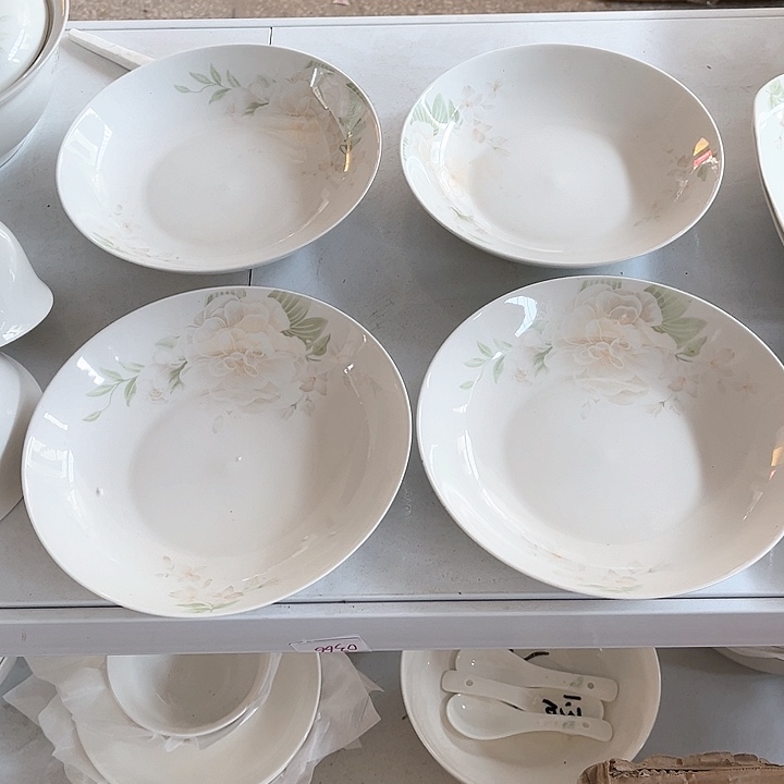 碗静香八寸深盘四个，直径20.5厘米